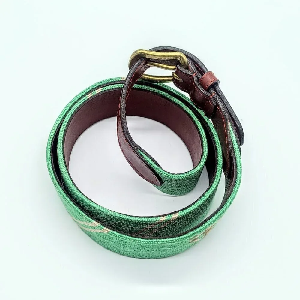 Smathers & Branson Hand-Stitched Needlepoint Leather Belt